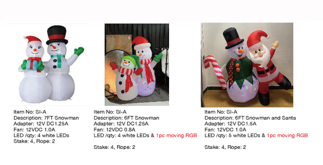 6フィート、7フィートの雪だるまとサンタのインフレータブルライト
