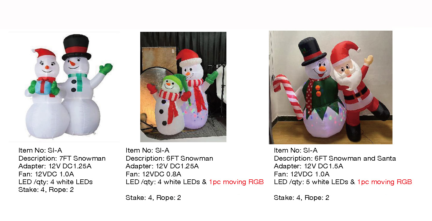 6フィート、7フィートの雪だるまとサンタのインフレータブルライト