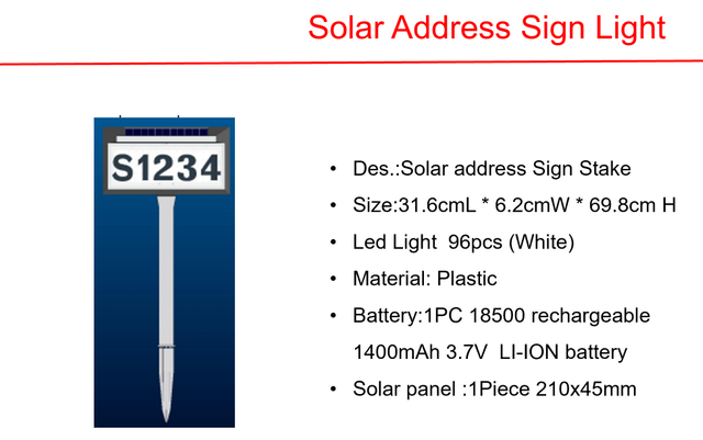 ソーラーLEDポスト ライト&アドレスサイン ステークライト