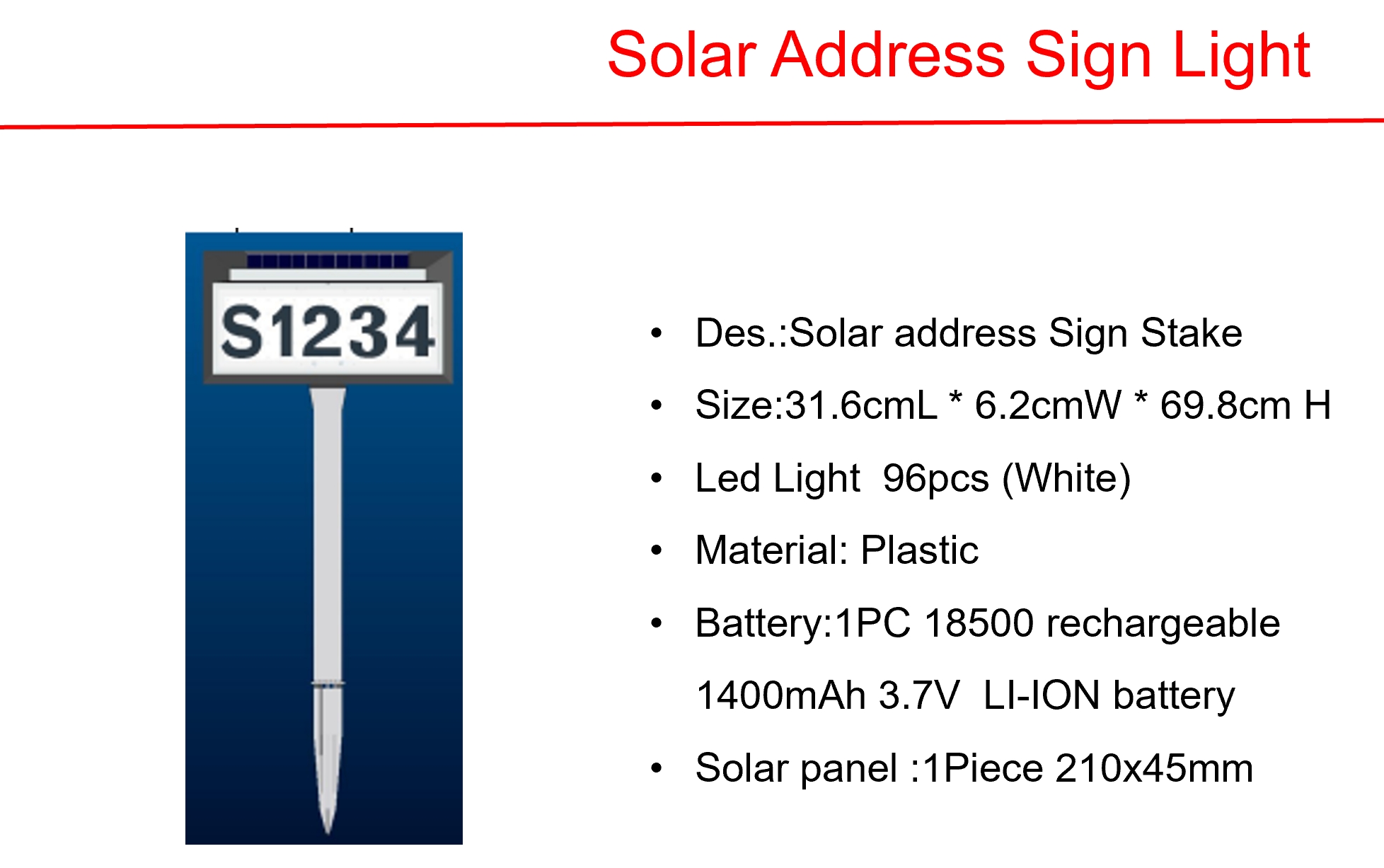 ソーラーLEDポスト ライト&アドレスサイン ステークライト