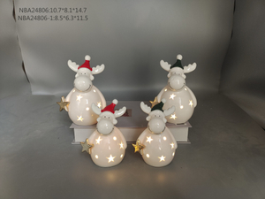 磁器トナカイ 赤/黒帽子ゴールドスター- 28