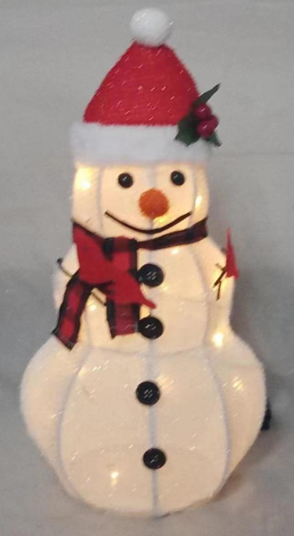 ファブリック製の折りたたみ可能な雪だるまライト