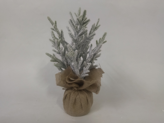 X'mas グリーン ミニ ツリー + 布製洗面器付き植毛 - 32