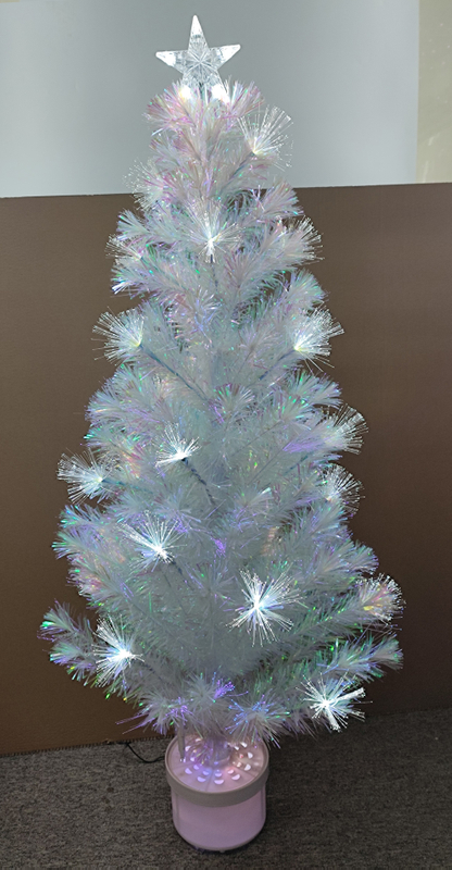 X'mas ホワイトカラー クリスタルファイバーツリー + トップスター 丸型洗面器付き - 17