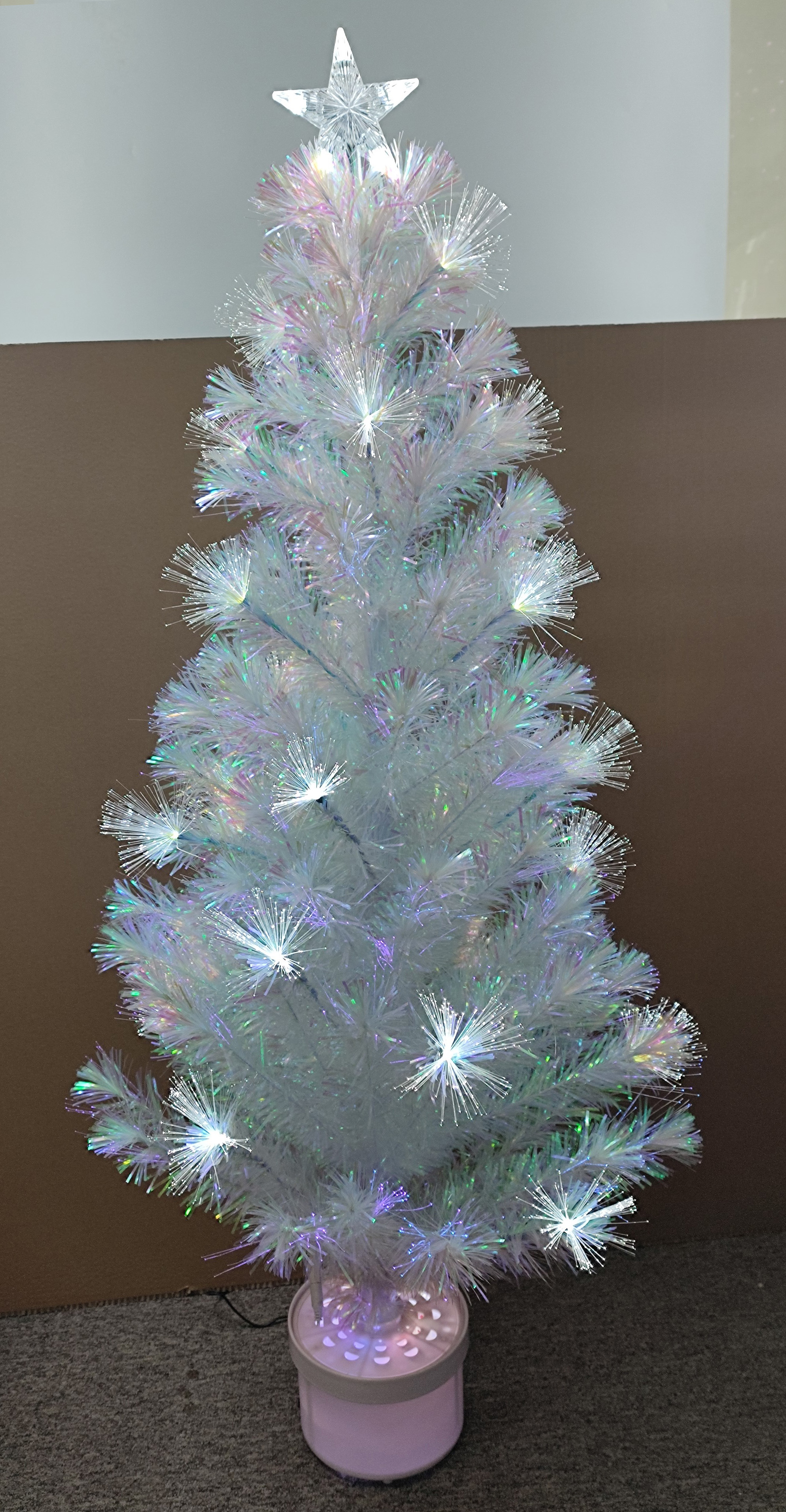 X'mas ホワイトカラー クリスタルファイバーツリー + トップスター 丸型洗面器付き - 17