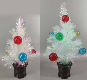 X'mas ホワイトカラー+ボール クリスタルファイバー ツリー ラウンド鉢付き
