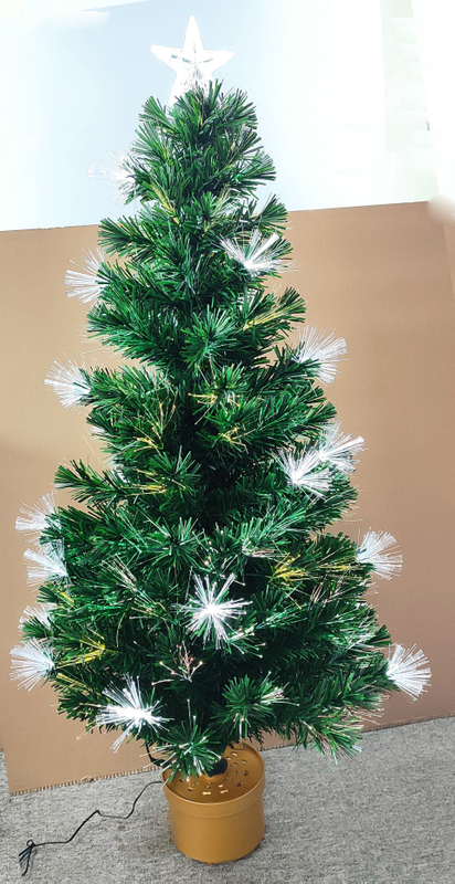 X'mas グリーンカラー クリスタルファイバーツリー + トップスター 丸型洗面器付き - 16