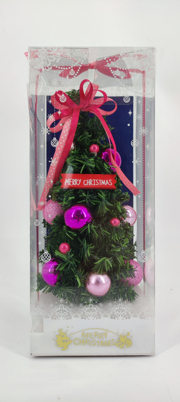 X'masグリーンミニツリー+鉢。オーナメントボール/ローズリボン - 24