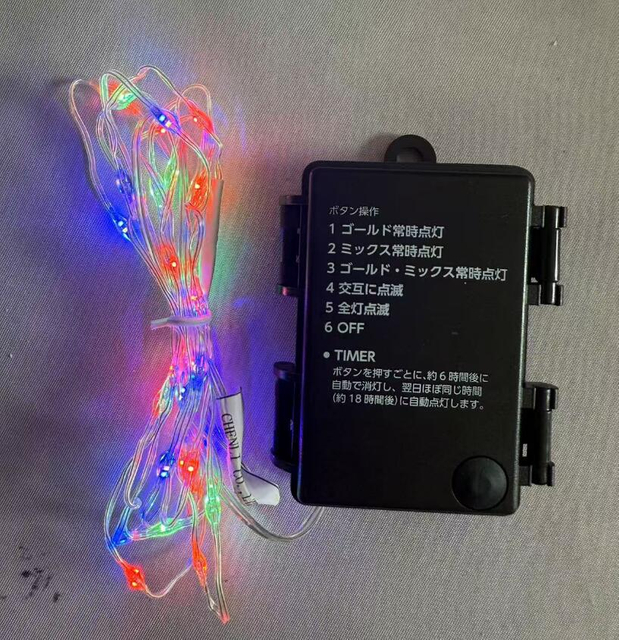 4色の透明なファブリックワイヤーLEDストリングライト-6モードのバッテリーボックス付き35ライト（3×AAバッテリー）