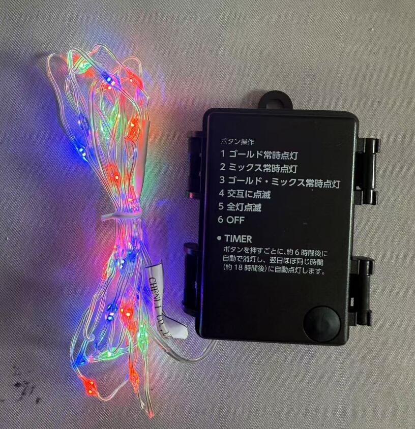 4色の透明なファブリックワイヤーLEDストリングライト-6モードのバッテリーボックス付き35ライト（3×AAバッテリー）