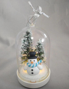 魅惑のガラスドームクリスマスツリーと雪だるまの飾り10枚の銅線温かい白いライト|手吹きガラススノーグローブスタイルの装飾