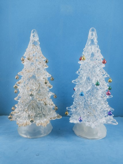 カラーボール付きアクリル透明クリスマスツリー