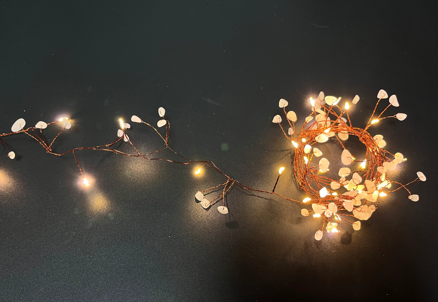 クラスターフェアリーライト グリーン/ホワイトストーン付き