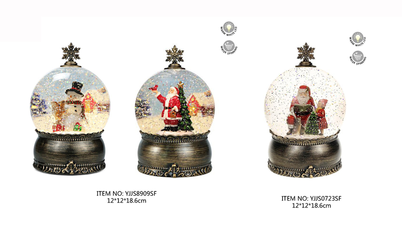 アクリルウォータースノードーム 雪だるま&ギフト/サンタクロース&赤い鳥/サンタクロース&キッド SJ-20