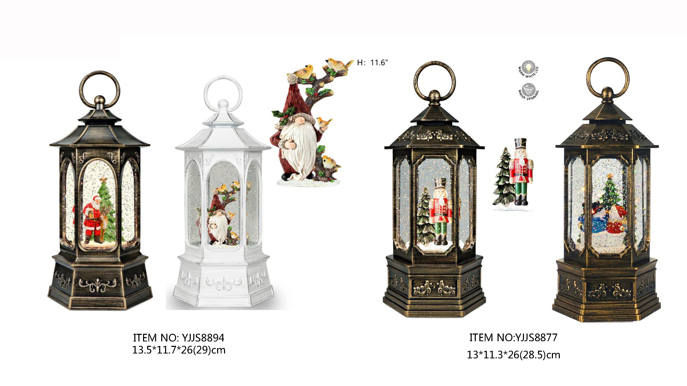 アクリル水回しライト サンタクロース/サンタクロース&鳥/兵士/雪だるま2匹 SJ-8