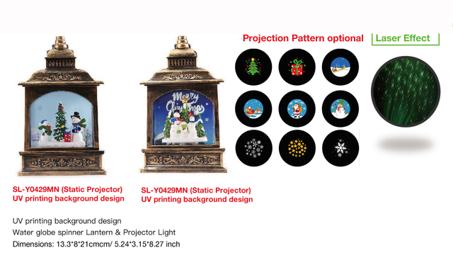 アクリルウォーターグローブスピナー ランタン&プロジェクターライト 雪だるま&ギフト SR-25