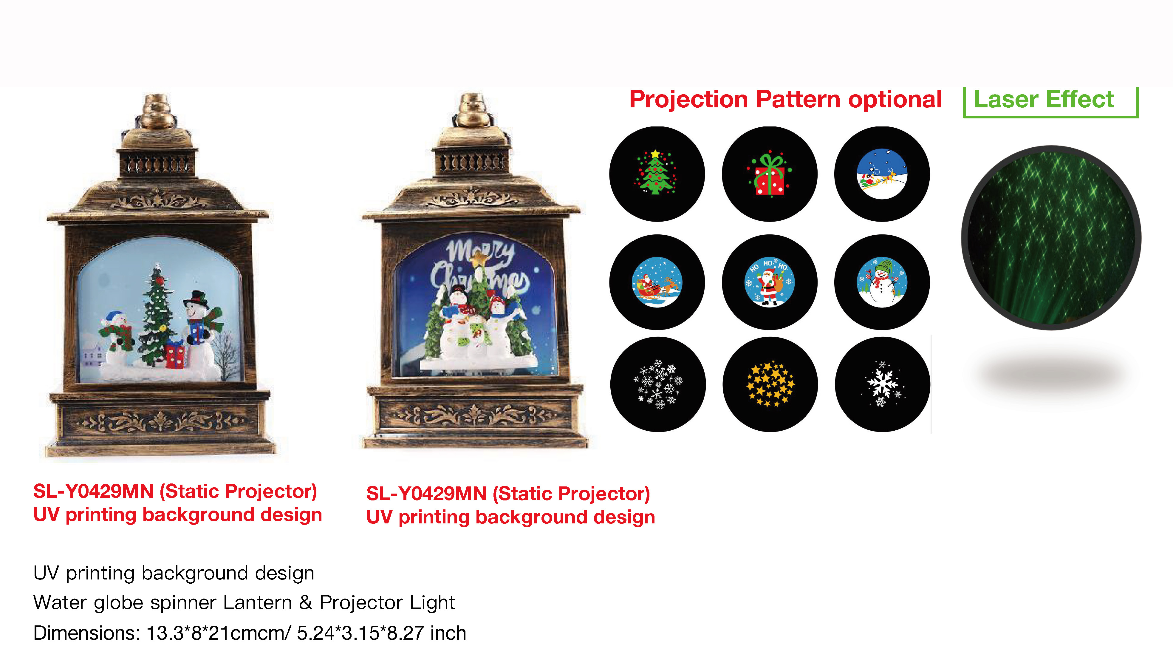アクリルウォーターグローブスピナー ランタン&プロジェクターライト 雪だるま&ギフト SR-25