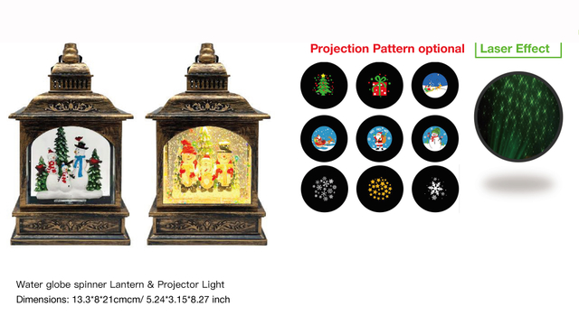 アクリルウォーターグローブスピナー ランタン&プロジェクターライト スノーマン/スノーマン&ジョイ SR-31
