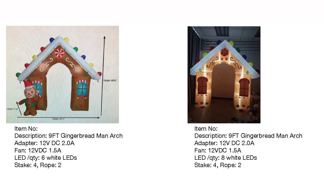 ジンジャーブレッドマン アーチ インフレータブル ライト