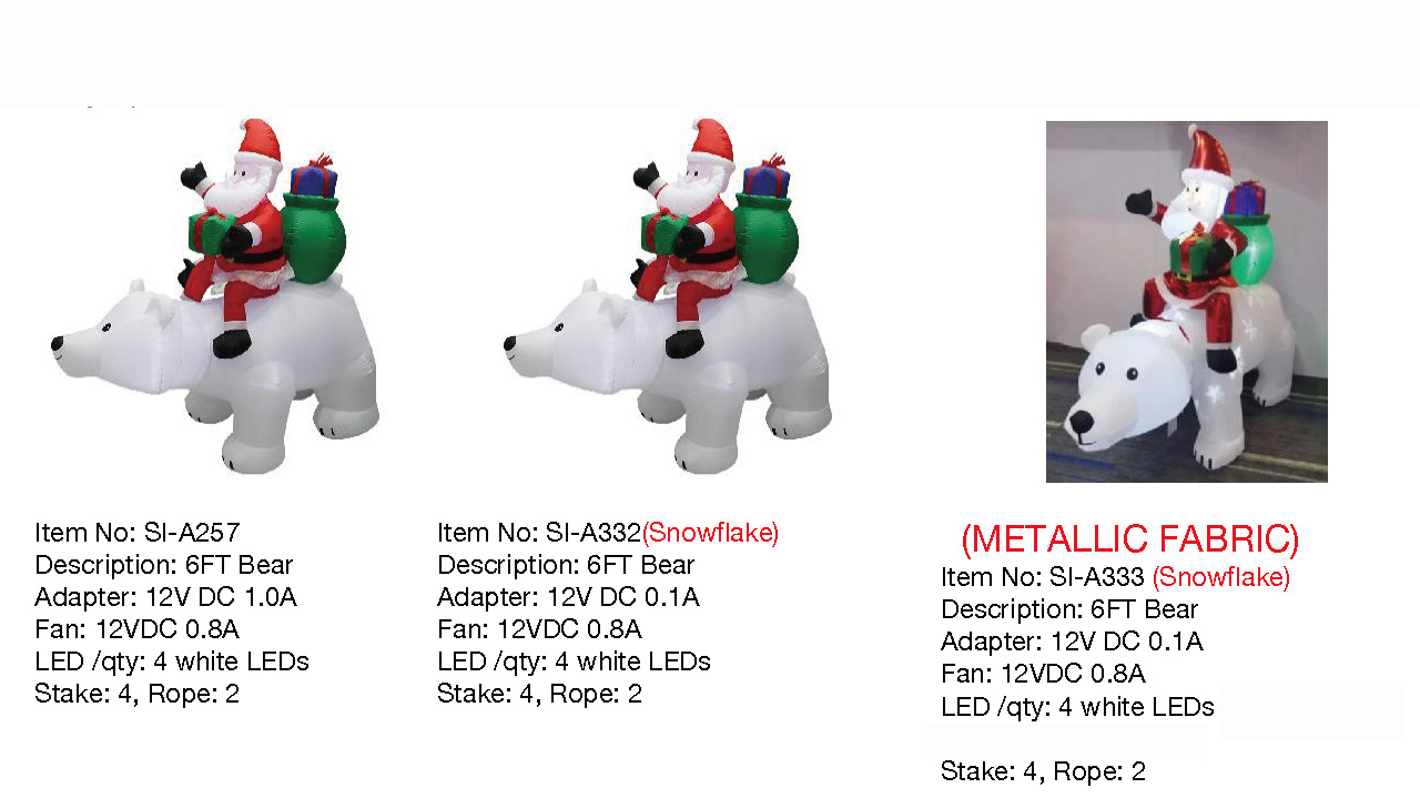 クマとサンタのインフレータブル LED ライト