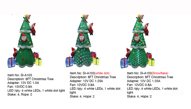 8フィートのクリスマスツリーインフレータブルライト