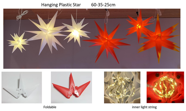 ストリングライト+吊り下げプラスチックスター