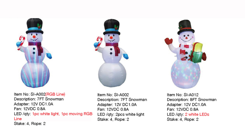 7フィート、8フィートの雪だるまインフレータブルライト