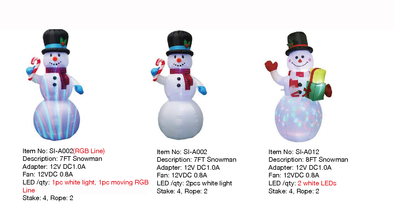 7フィート、8フィートの雪だるまインフレータブルライト