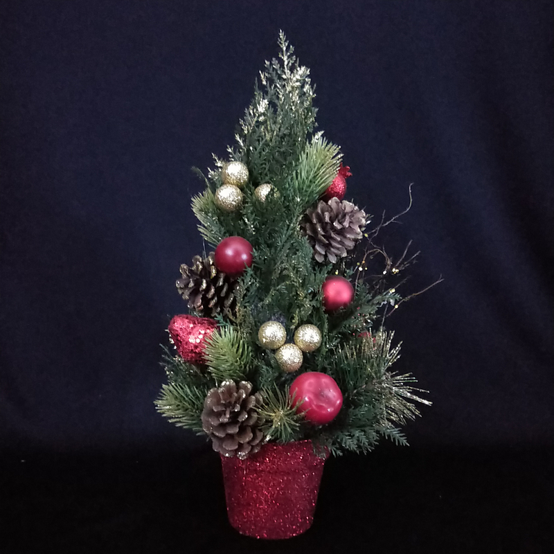クリスマスグリーンミニツリー+植木鉢+レッドとギルターボール/グリッター松ぼっくり - 46