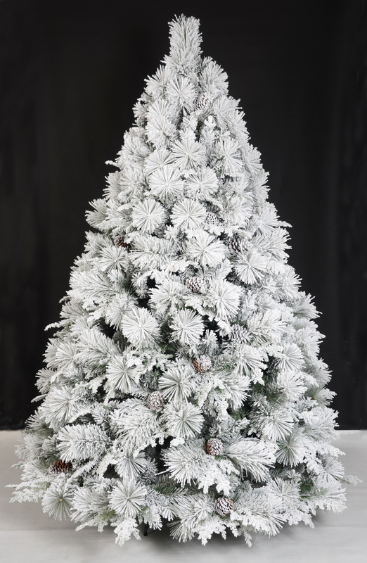 X'mas グリーンカラー+植毛通常のクリスマスツリー、松ぼっくりと金属脚付き - 2