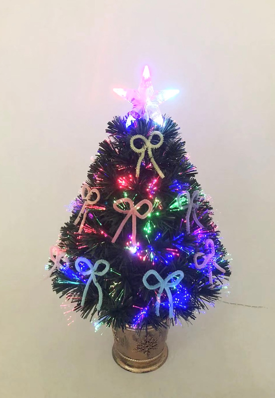 X'mas グリーンカラーのクリスタルファイバーツリー + トップスターと丸い洗面器 + カラーバタフライ - 21