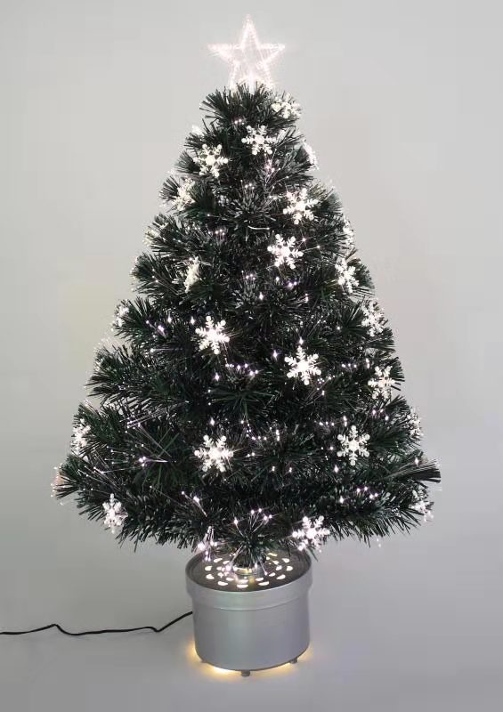 X'mas グリーンカラー クリスタルファイバーツリー+トップスター 丸型洗面器付き - 1