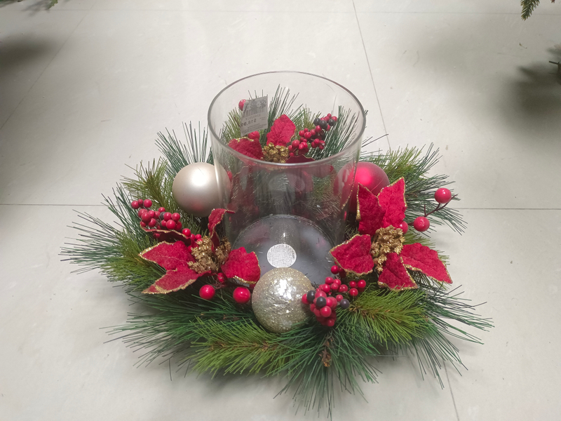 キャンドルホルダー ゴールドボール レッドリーフ - 9