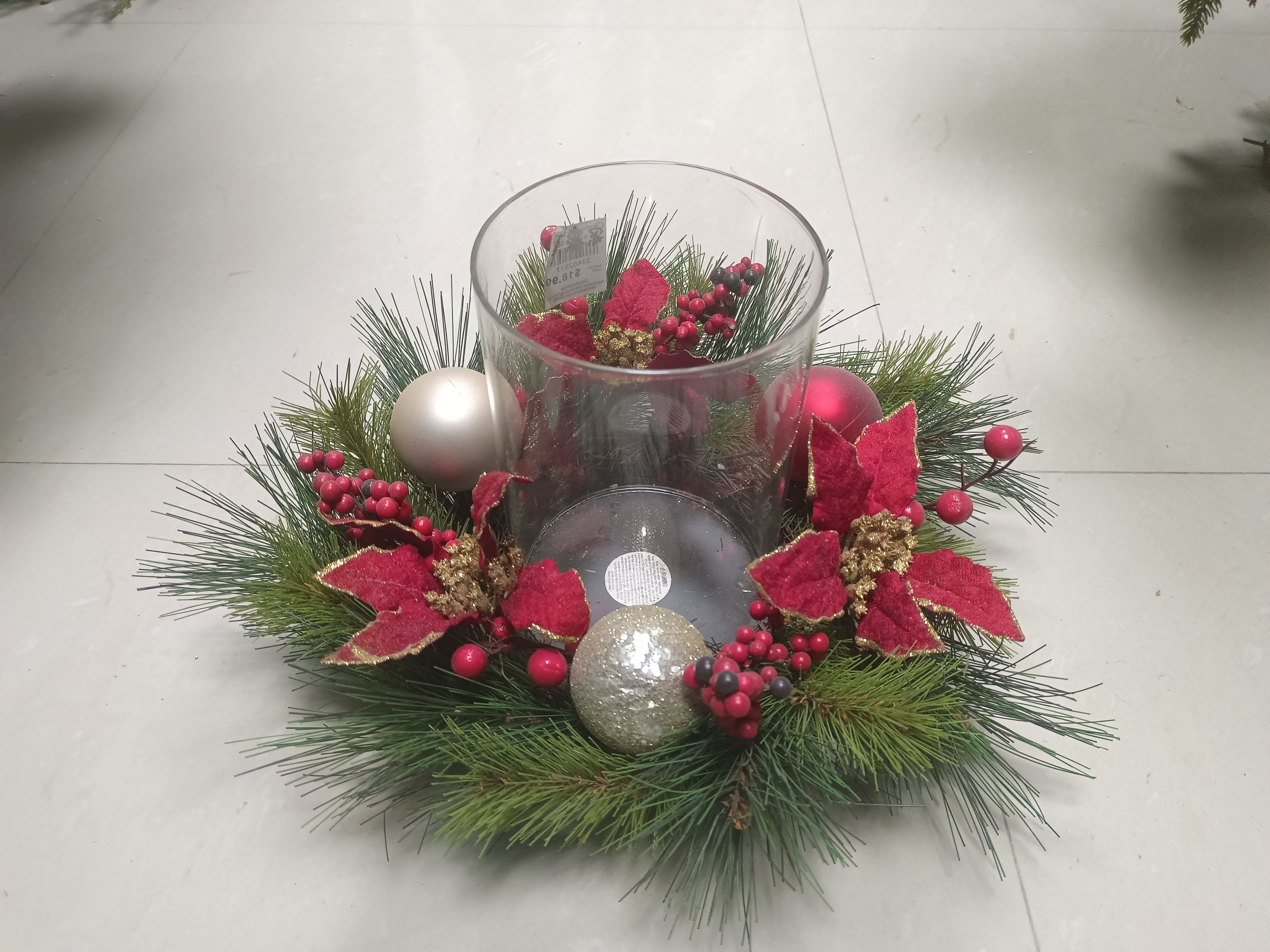 キャンドルホルダー ゴールドボール レッドリーフ - 9