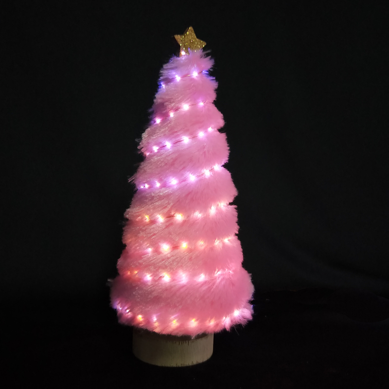 X'mas ピンクカラー ミニツリー 洗面器付き + キラキラトップスター - 49