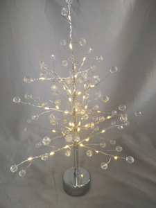 透明なオーブ、銀の銅線温かい白いLEDライト、家庭/イベントスタイリングのための素朴なシックな装飾ランプ付きの40cmの高さの裸の枝の木