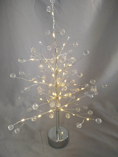 透明なオーブ、銀の銅線温かい白いLEDライト、家庭/イベントスタイリングのための素朴なシックな装飾ランプ付きの40cmの高さの裸の枝の木