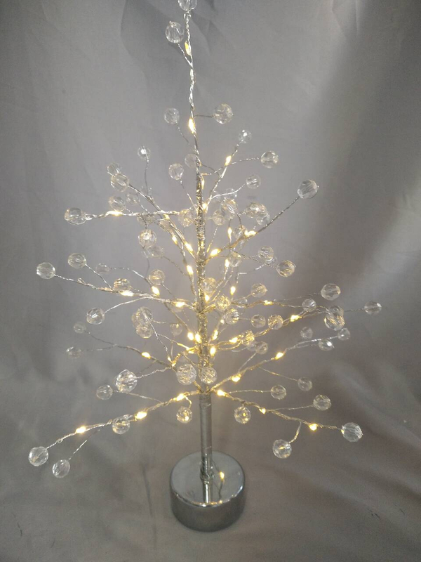 透明なオーブ、銀の銅線温かい白いLEDライト、家庭/イベントスタイリングのための素朴なシックな装飾ランプ付きの40cmの高さの裸の枝の木