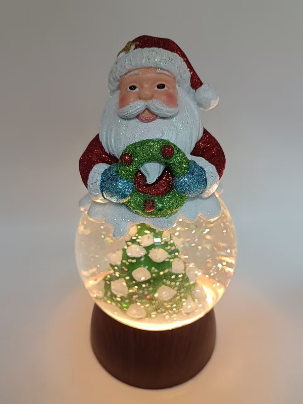 リースサンタクローススノーグローブ