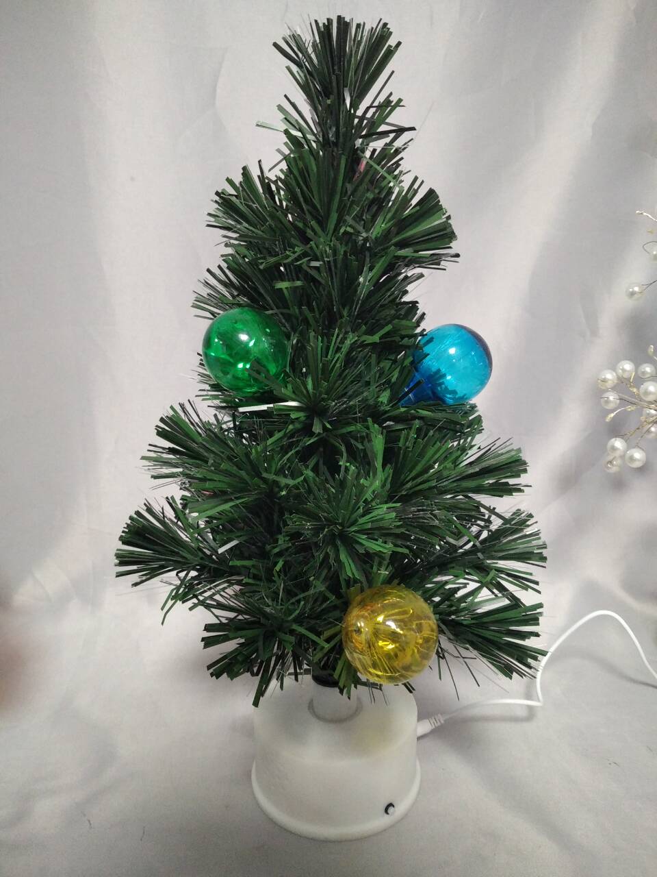 40cmグリーンファイバー光学クリスマスツリー| 6ボールファイバーチップを備えた35の柔軟なブランチ|ミニRGB回転ベース（12 LED、7つのライトモード）|組み込みの音楽プレーヤー