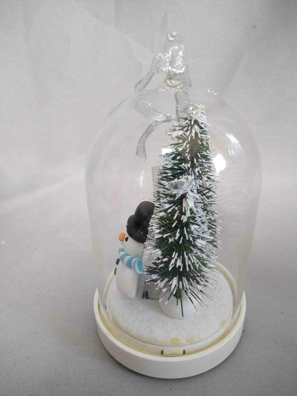 魅惑のガラスドームクリスマスツリーと雪だるまの飾り10枚の銅線温かい白いライト|手吹きガラススノーグローブスタイルの装飾