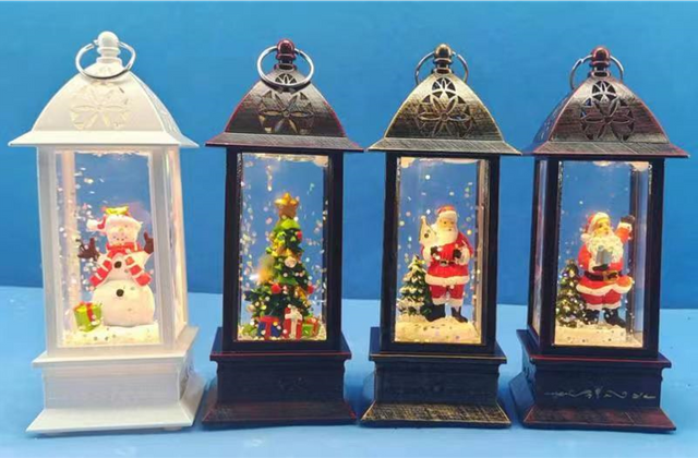 アクリルランタン型ウォーターランプ 雪だるま&サンタクロース&クリスマスツリー