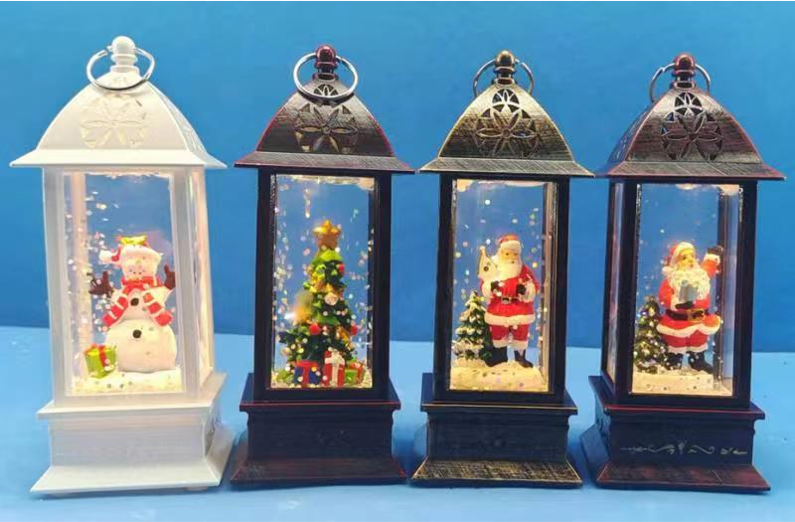 アクリルランタン型ウォーターランプ 雪だるま&サンタクロース&クリスマスツリー