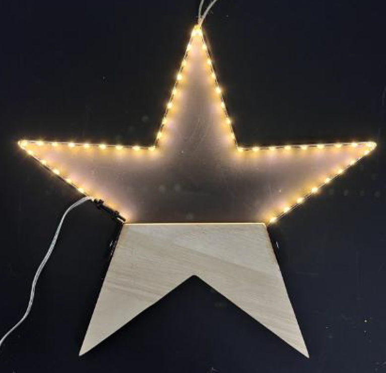 木製スター装飾付きモチーフフレームライト